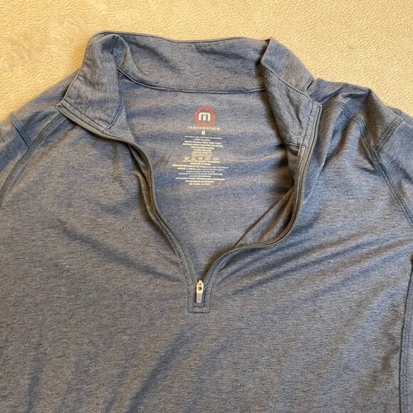 Travis Mathew Mens Long Sleeve 1/4 Zip Pullover Shirt M Blue Polyester/Spandex - Picture 5 of 12